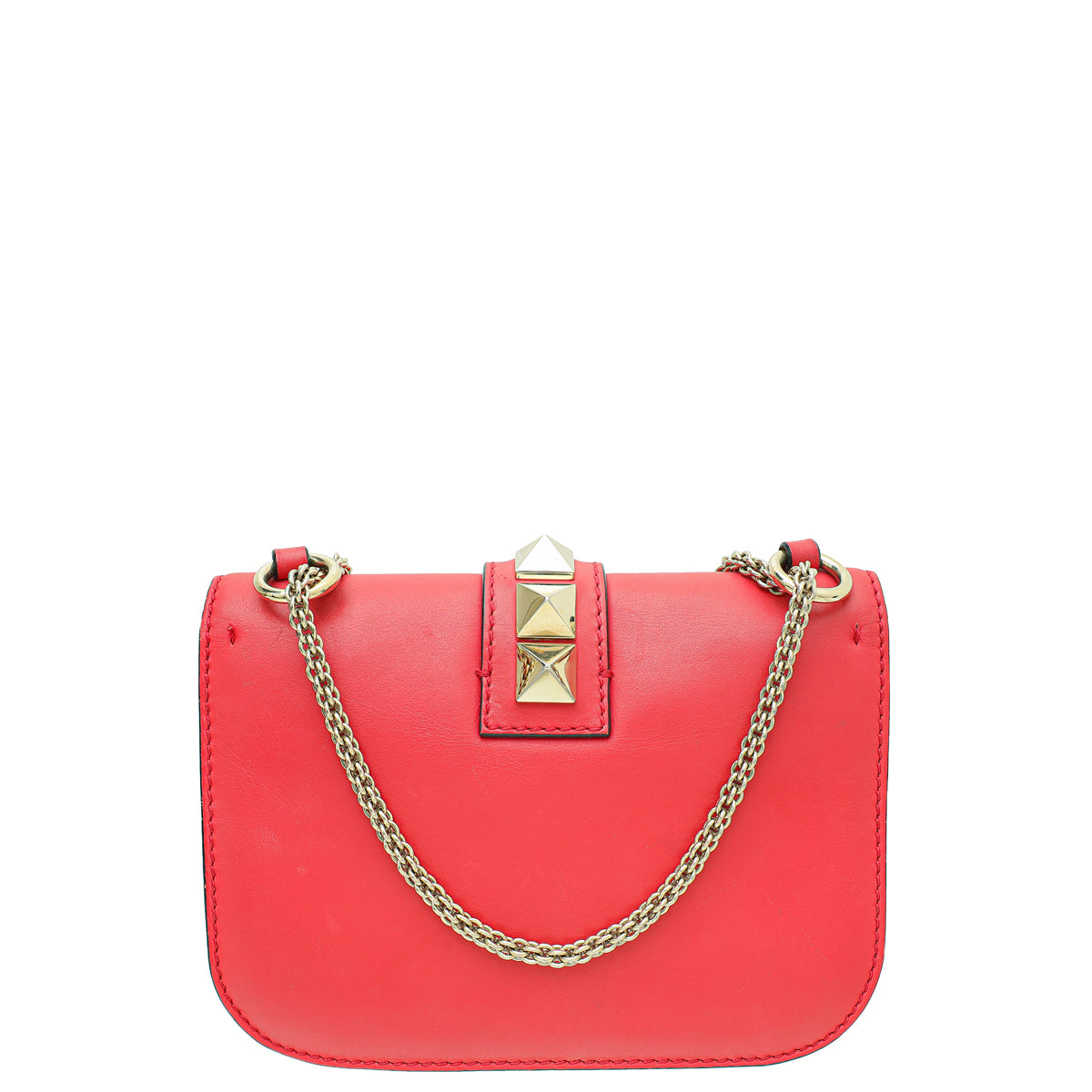 Valentino Red Glam Lock Rockstud Small Shoulder Bag
