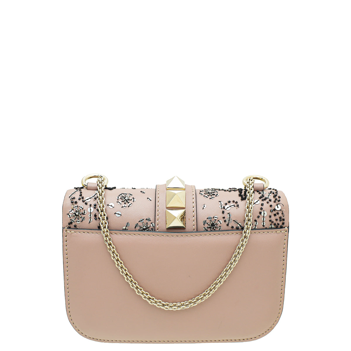 Valentino Poudre Glam Lock Beads and Sequins Embellished Small Flap Bag-Valentino-THE CLOSET