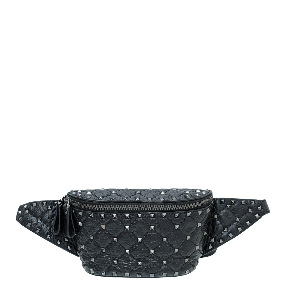 Valentino Black Aged Rockstud Spike Belt Bag-Valentino-THE CLOSET