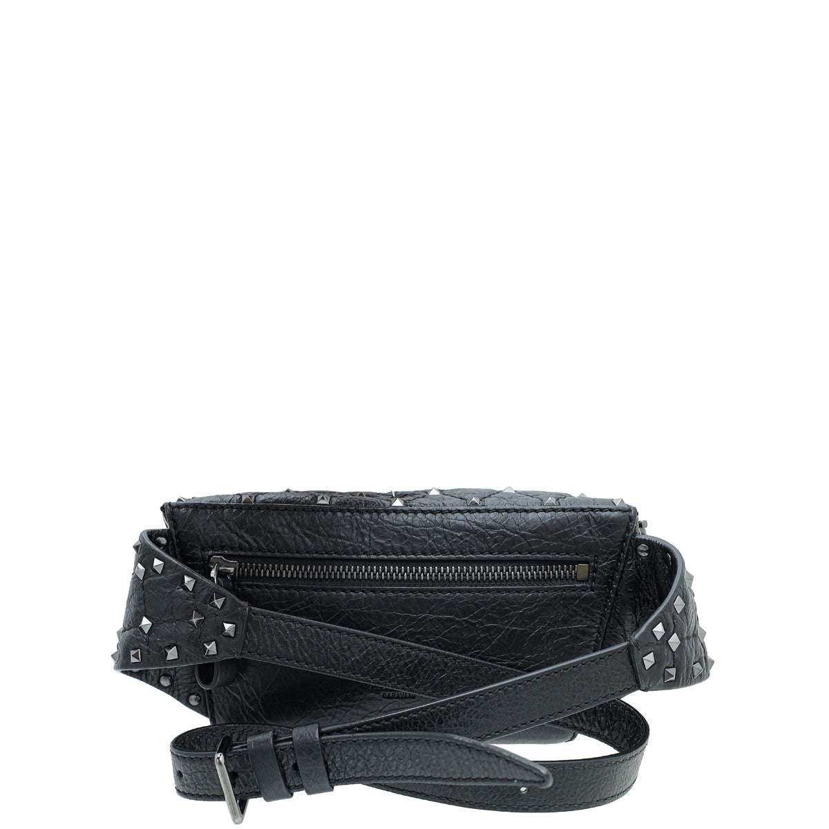 Valentino Black Aged Rockstud Spike Belt Bag-Valentino-THE CLOSET