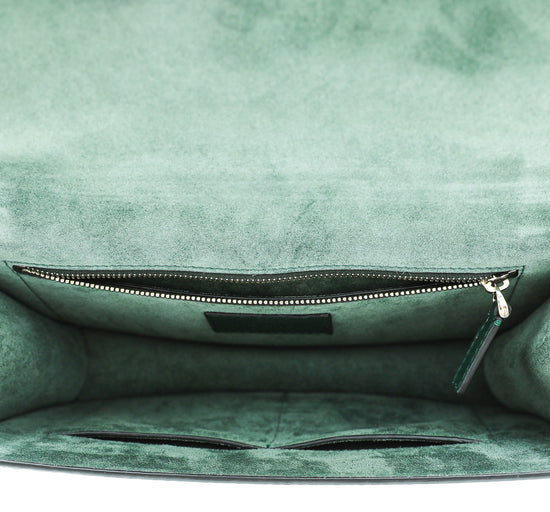 Valentino Forest Green Rockstud Glam Lock Flap Medium Bag