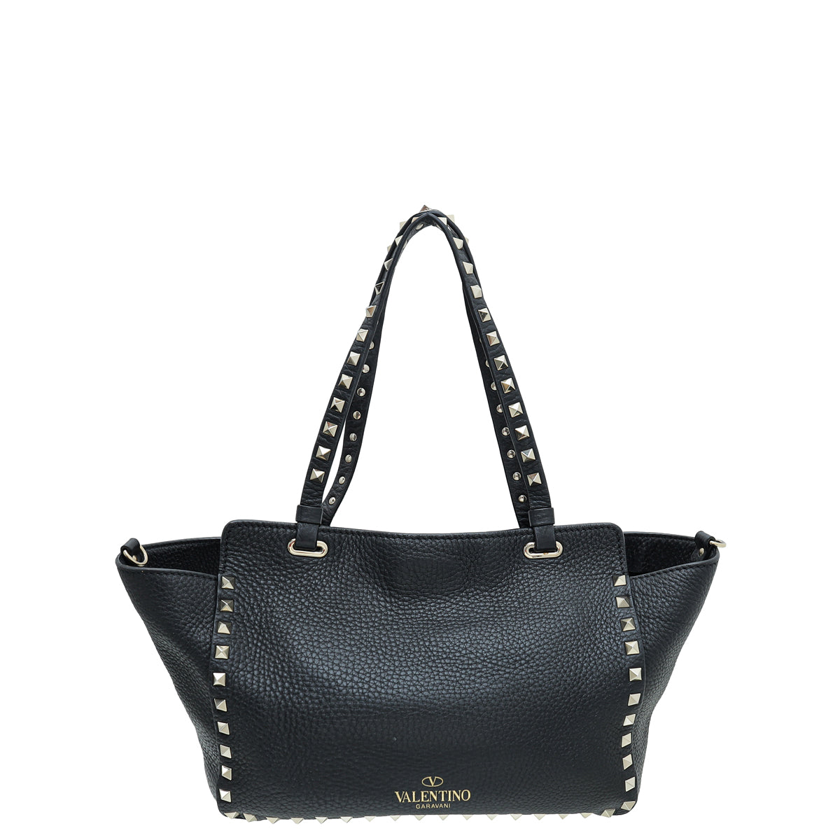 Valentino Black Rockstud Small Tote Medium Bag-Valentino-THE CLOSET