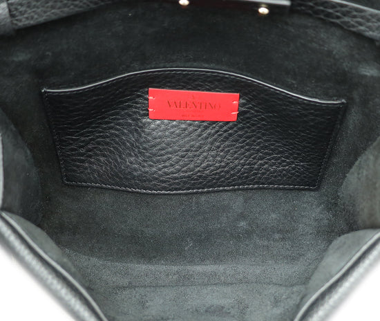 Valentino Black Rockstud Double Flap Crossbody Bag