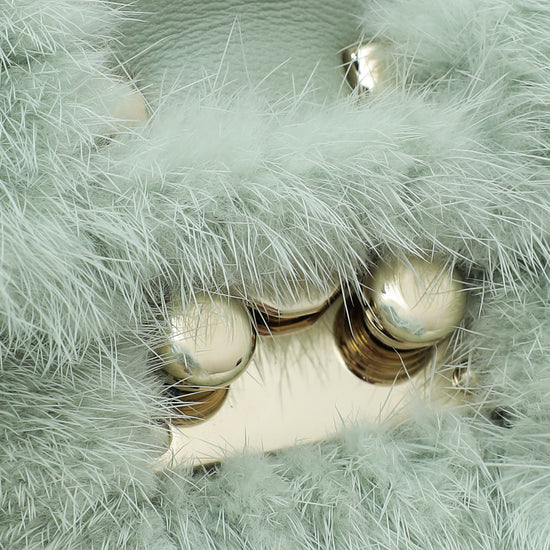 Valentino Mint Green Mink Fur Glamlock Small Bag