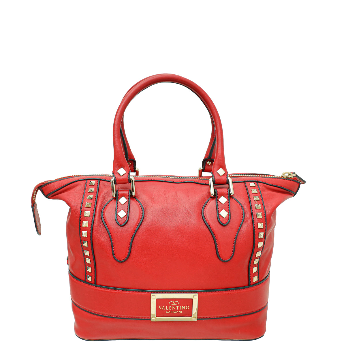Valentino Red Rockstud Bow Satchel Bag-Valentino-THE CLOSET