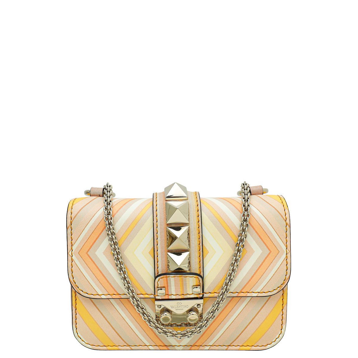 Valentino Apricot Multicolor Native Couture Rockstud Glam Lock Mini Bag-Valentino-THE CLOSET