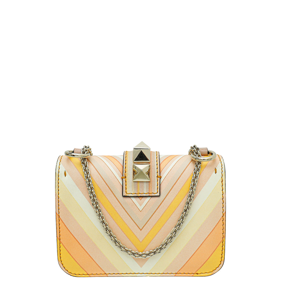 Valentino Apricot Multicolor Native Couture Rockstud Glam Lock Mini Bag-Valentino-THE CLOSET