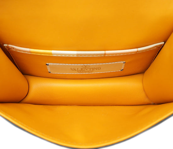 Valentino Apricot Multicolor Native Couture Rockstud Glam Lock Mini Bag