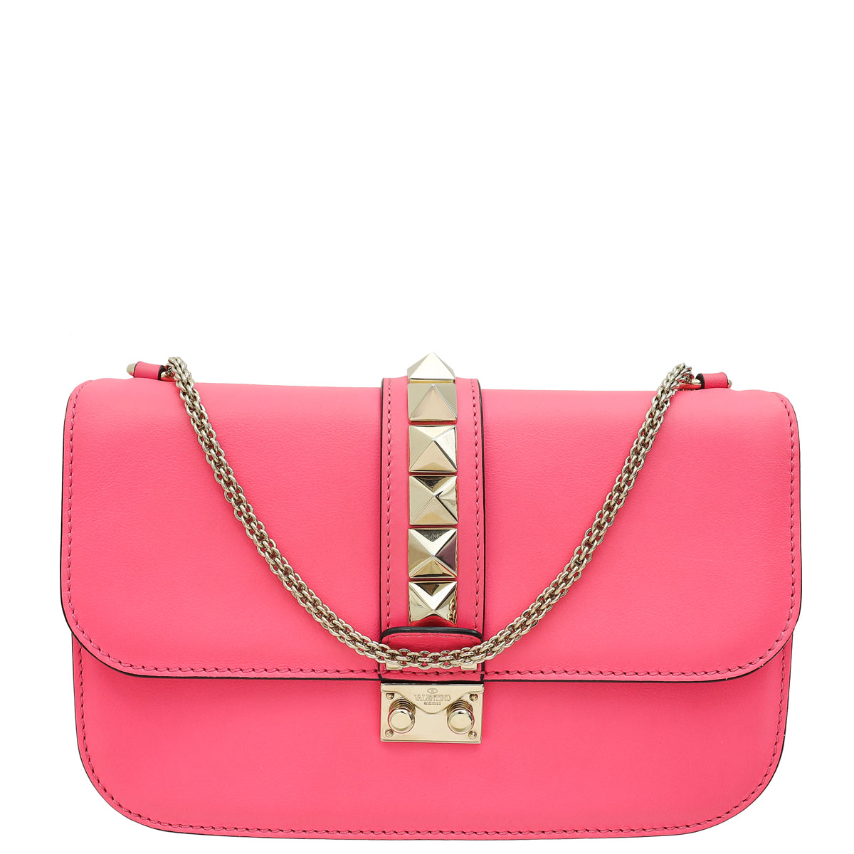Valentino Hot Pink Glam Lock Medium Flap Bag-Valentino-THE CLOSET