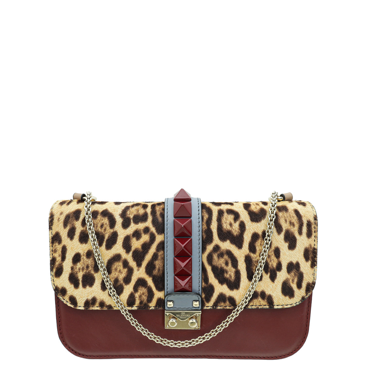 Valentino Multicolor Glam Lock Leopard Medium Shoulder Bag