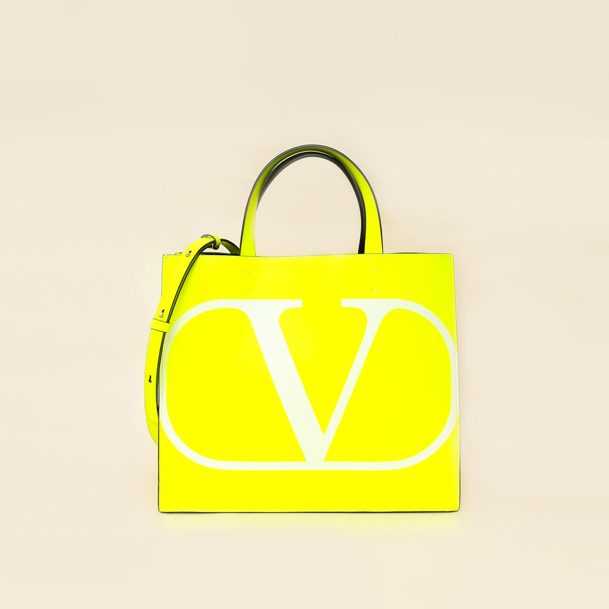 Valentino Neon Yellow VLogo Print Tote Bag-Valentino-THE CLOSET