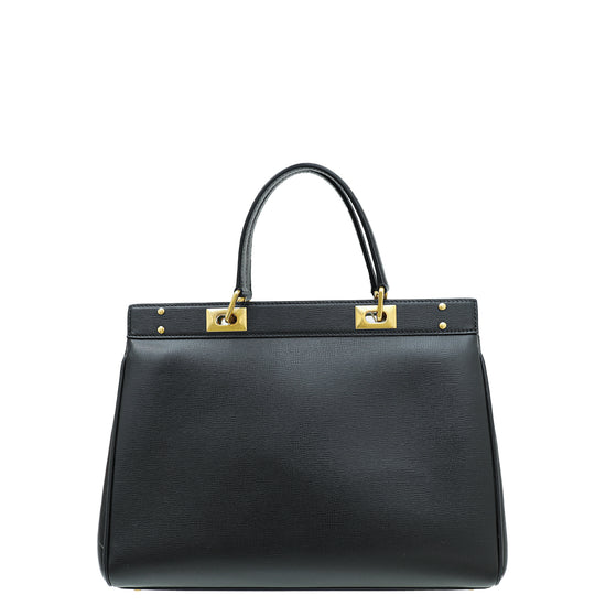 Valentino Black Rockstud Alcove Top-Handle Large Bag