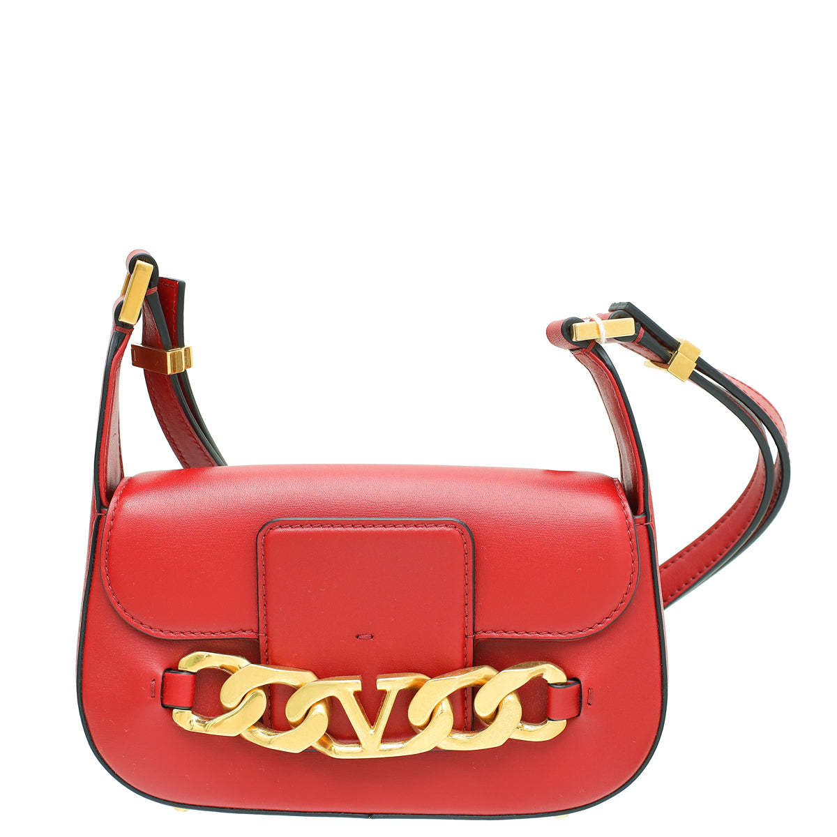 Valentino Red Vlogo Chain Shoulder Bag-Valentino-THE CLOSET