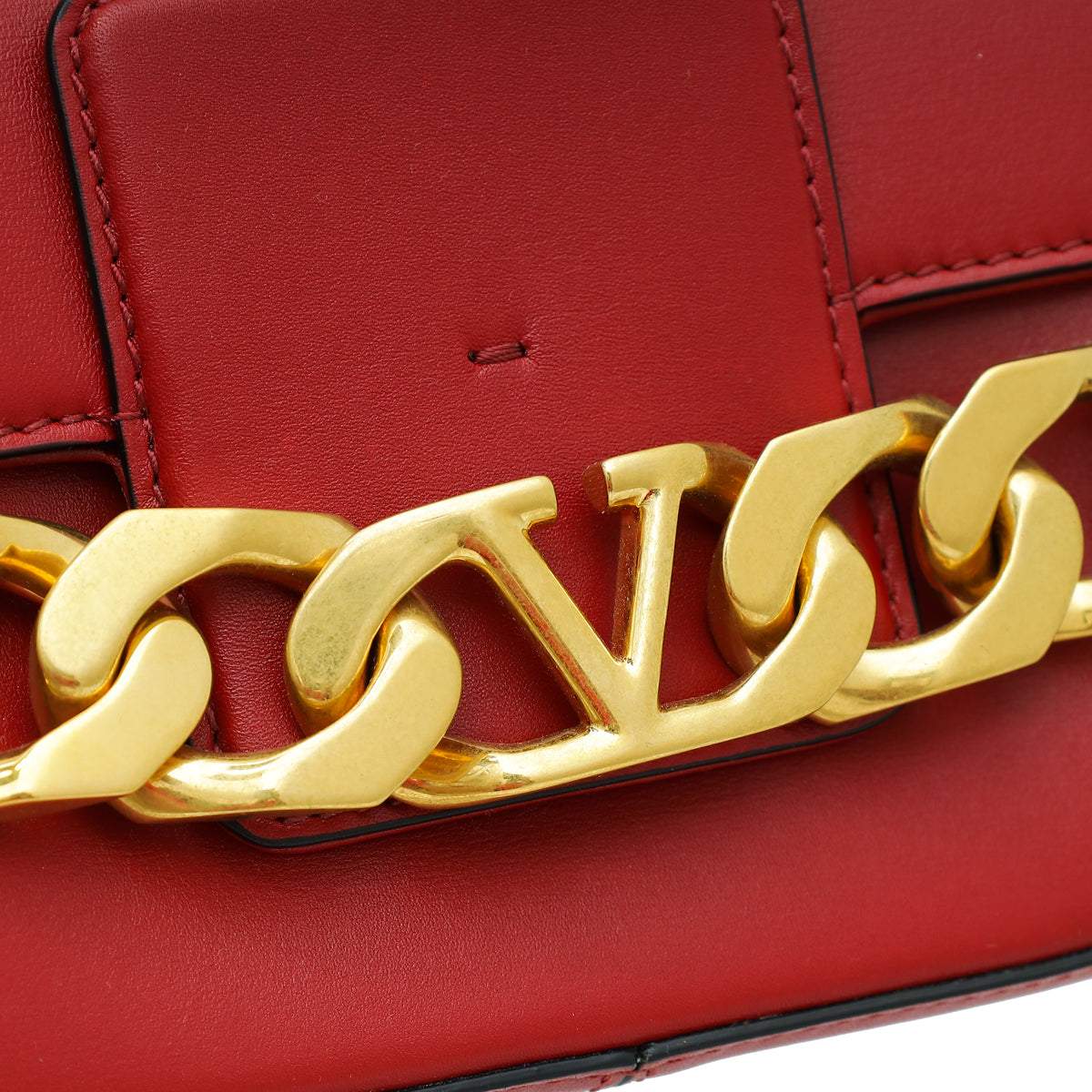 Valentino Red Vlogo Chain Shoulder Bag