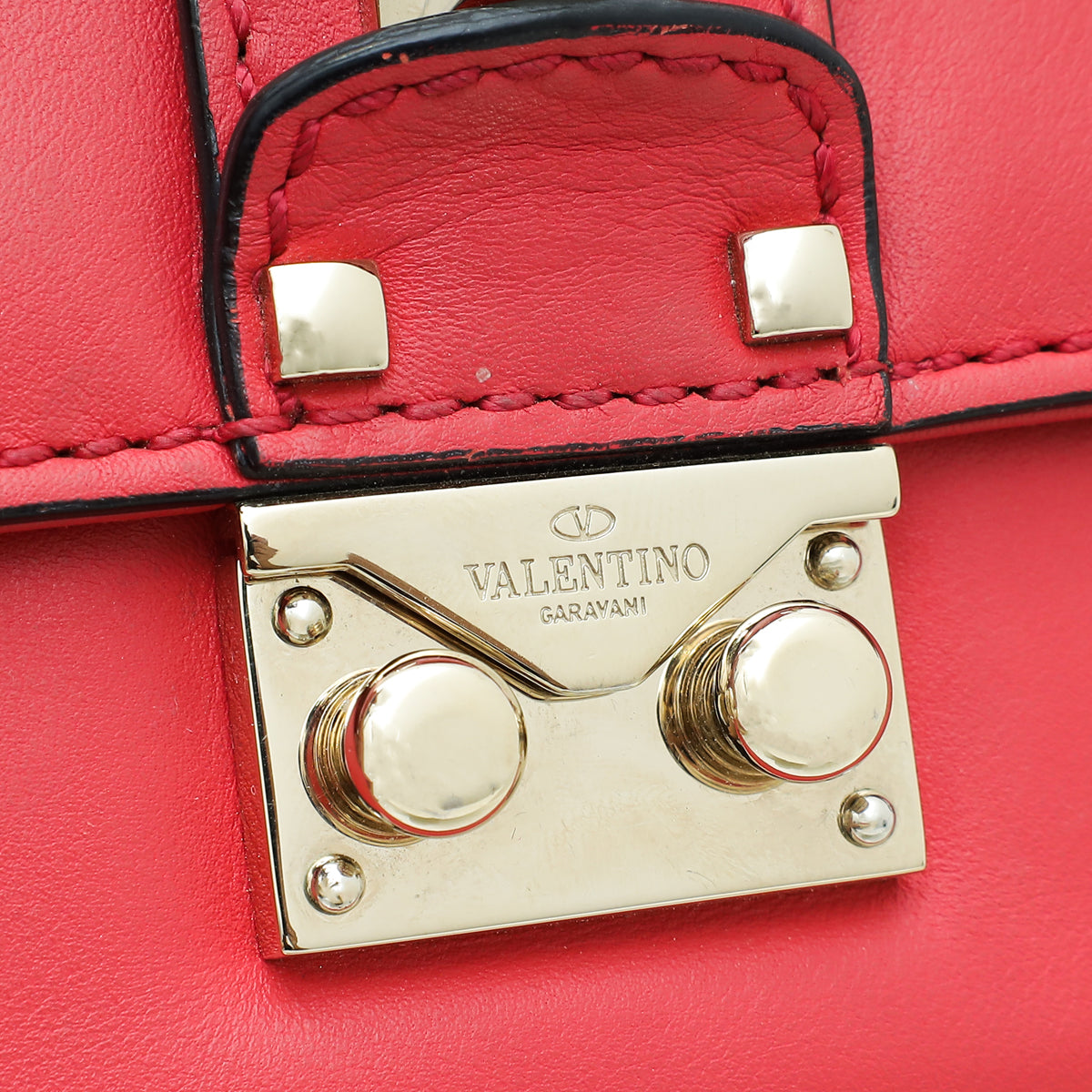 Valentino Red Glamlock Mini Chain Shoulder Bag
