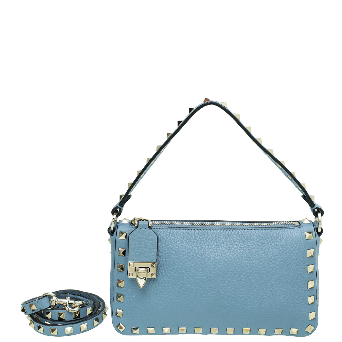 Valentino Blue Rockstud Zipped Crossbody Small Bag