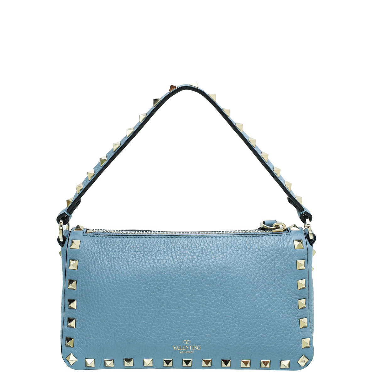 Valentino Blue Rockstud Zipped Crossbody Small Bag