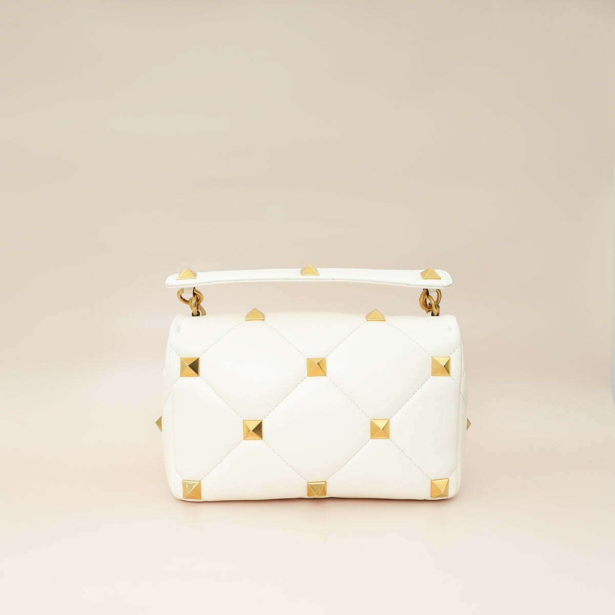 Valentino Light Ivory Roman Stud The Shoulder Bag-Valentino-THE CLOSET