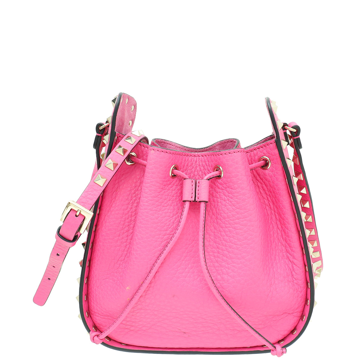 Valentino Fuchsia Rockstud Drawstring Crossbody Bag-Valentino-THE CLOSET