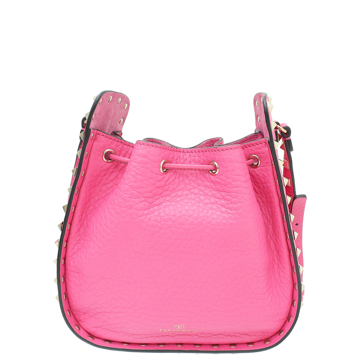 Valentino Fuchsia Rockstud Drawstring Crossbody Bag-Valentino-THE CLOSET