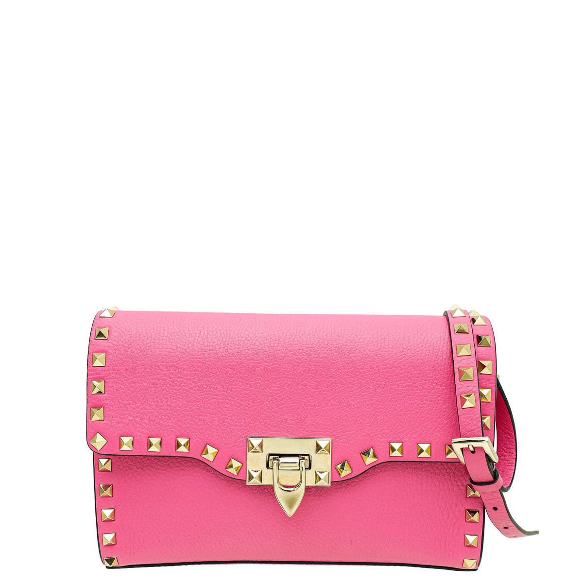 Valentino Pink Vitello Rockstud Crossbody Medium Bag