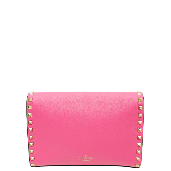 Valentino Pink Vitello Rockstud Crossbody Medium Bag