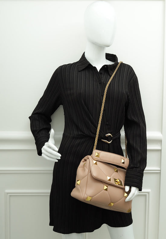 Load image into Gallery viewer, Valentino Rose Cannelle Roman Stud Large The Shoulder Bag
