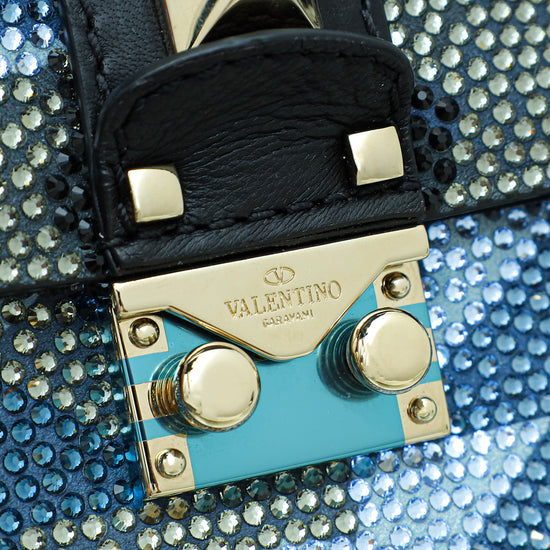 Valentino Bicolor Crystal Glam Lock Rockstud Small Shoulder Bag