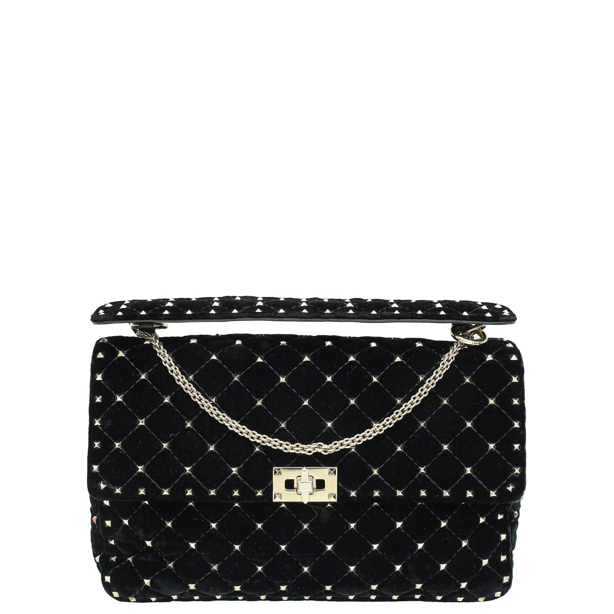 Valentino Black Rockstud Spike Flap Large Shoulder Bag-Valentino-THE CLOSET