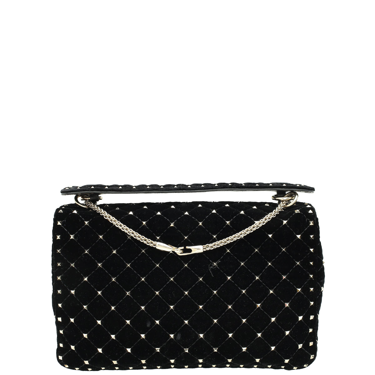 Valentino Black Rockstud Spike Flap Large Shoulder Bag-Valentino-THE CLOSET