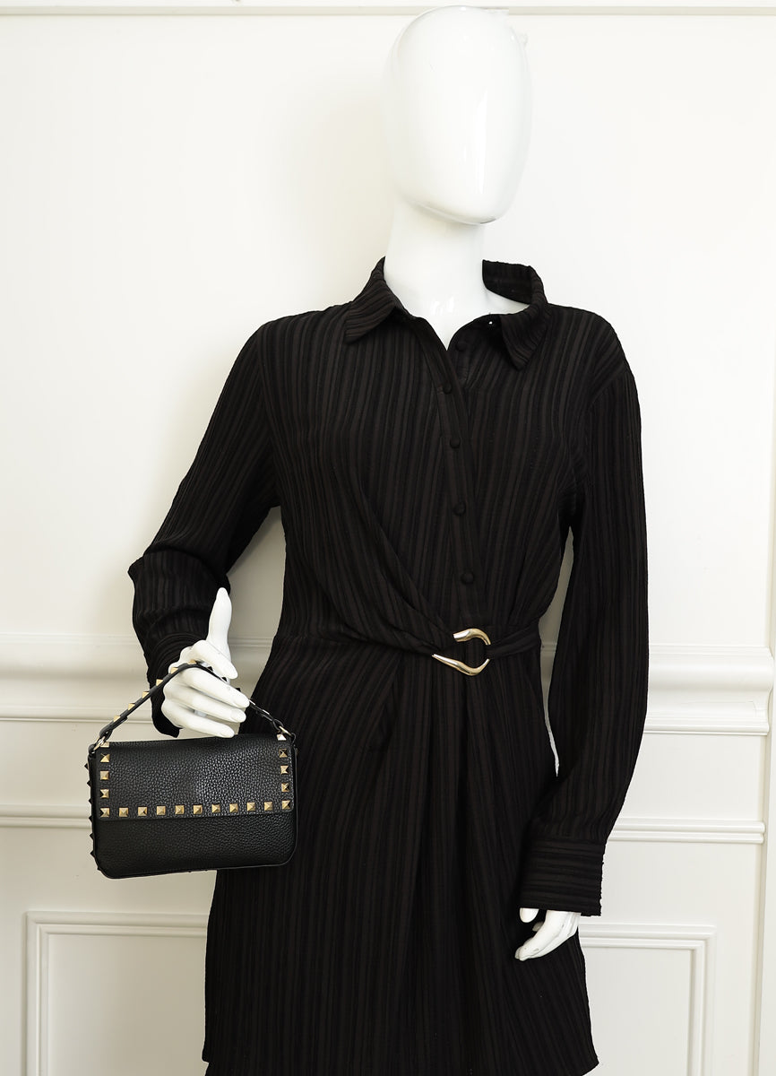 Valentino Black Rockstud Flap Crossbody Bag