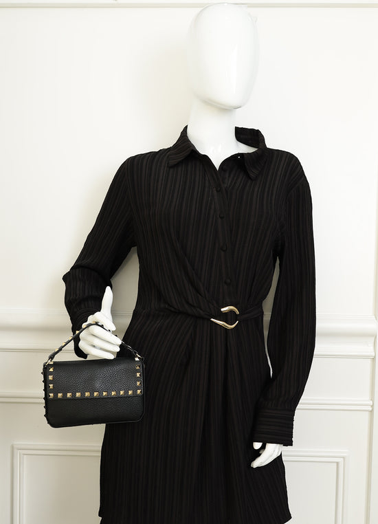 Valentino Black Rockstud Flap Crossbody Bag