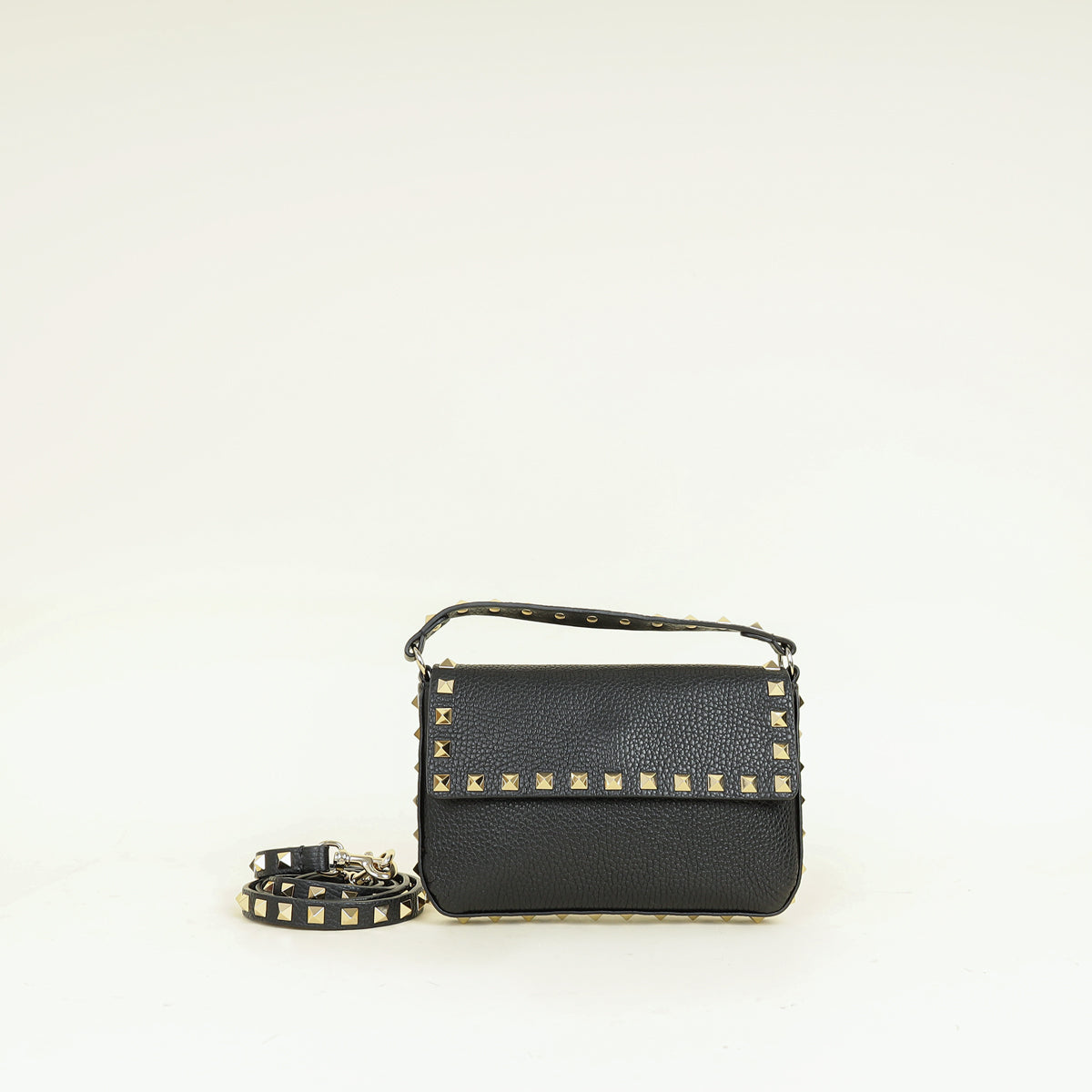 Valentino Black Rockstud Flap Crossbody Bag
