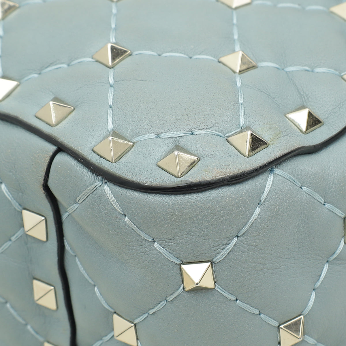 Valentino Grayish Blue Rockstud Spike Medium Flap Chain Bag