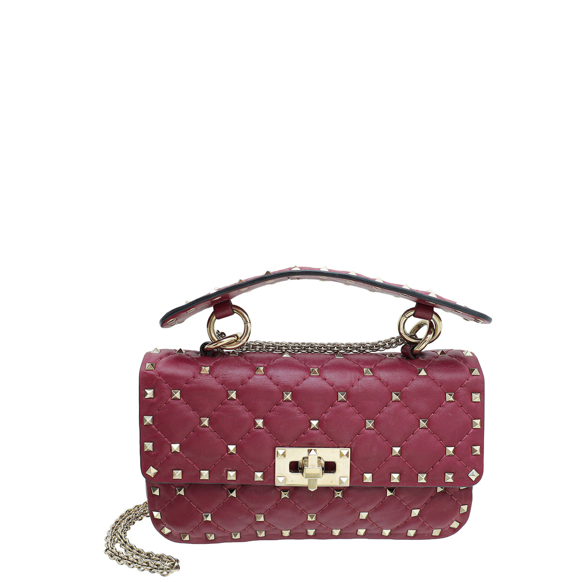 Valentino Dark Fuchsia Rockstud Spike Small Shoulder Bag-Valentino-THE CLOSET