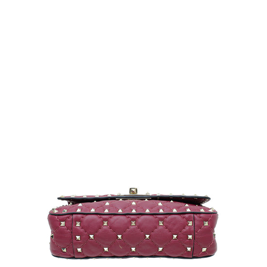 Valentino Dark Fuchsia Rockstud Spike Small Shoulder Bag