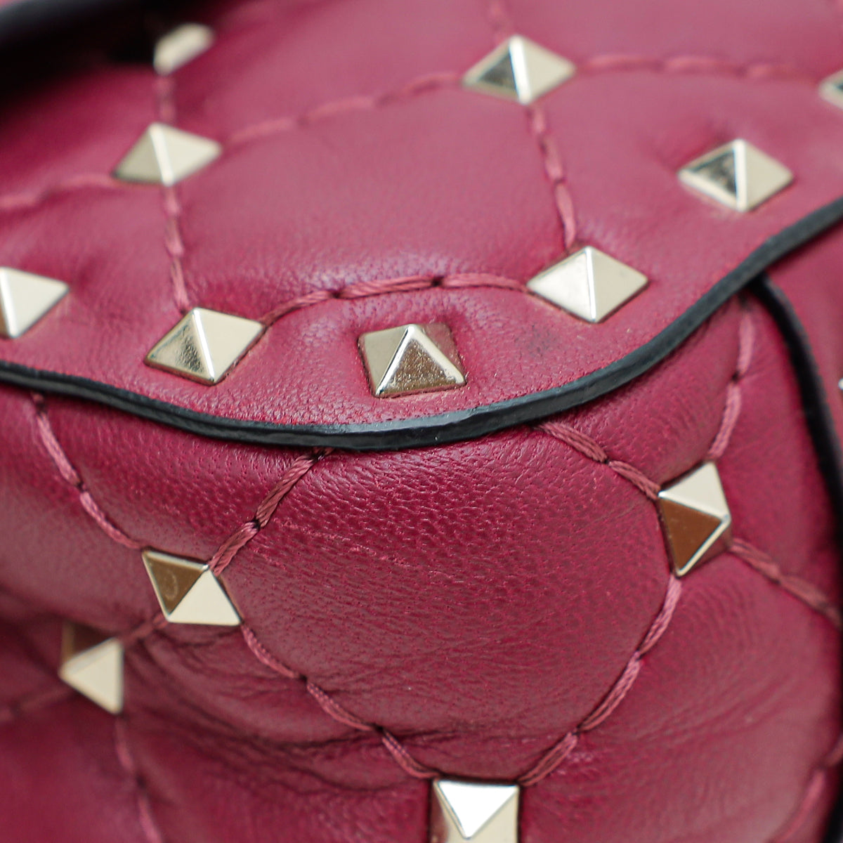 Valentino Dark Fuchsia Rockstud Spike Small Shoulder Bag