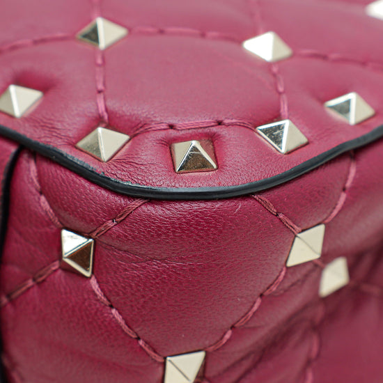 Valentino Dark Fuchsia Rockstud Spike Small Shoulder Bag