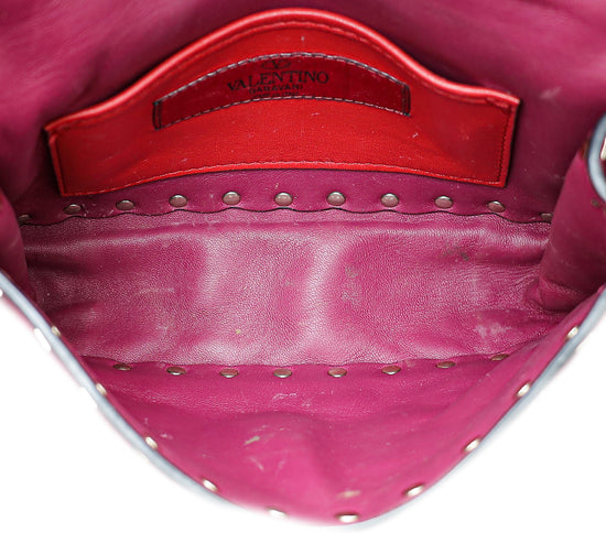 Valentino Dark Fuchsia Rockstud Spike Small Shoulder Bag