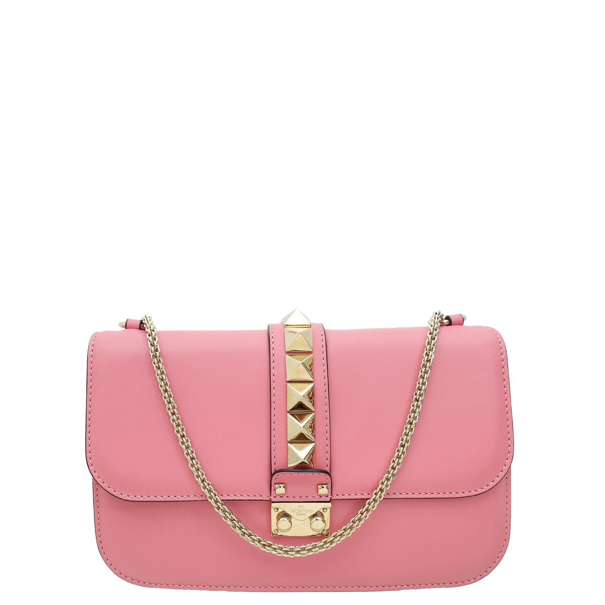 Valentino Pink Glam Lock Medium Shoulder Bag