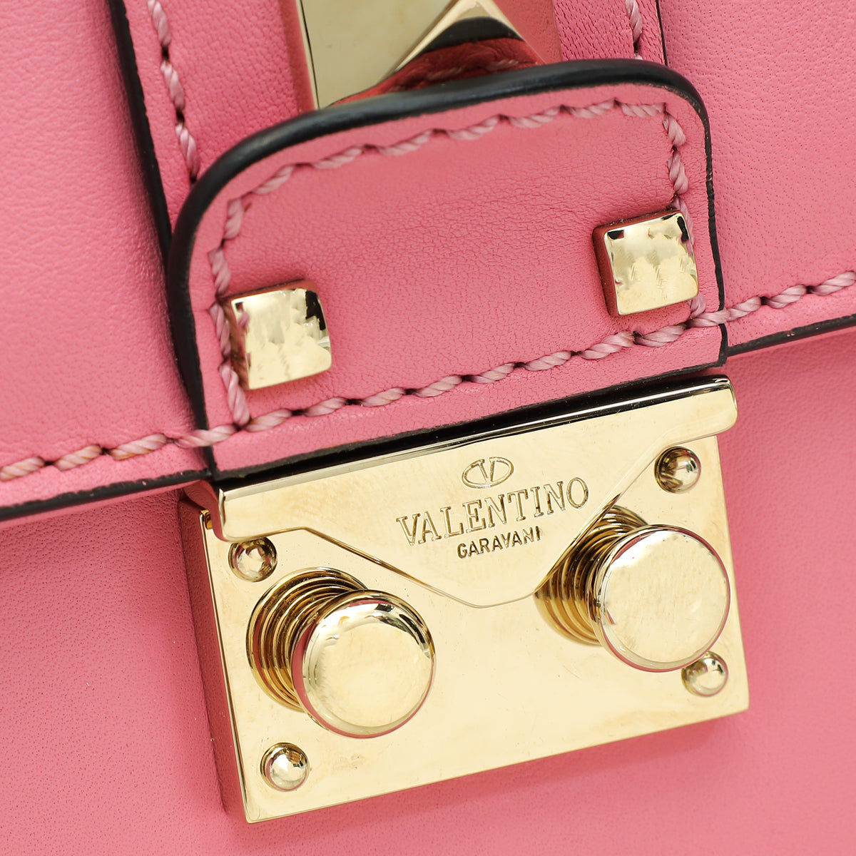 Valentino Pink Glam Lock Medium Shoulder Bag