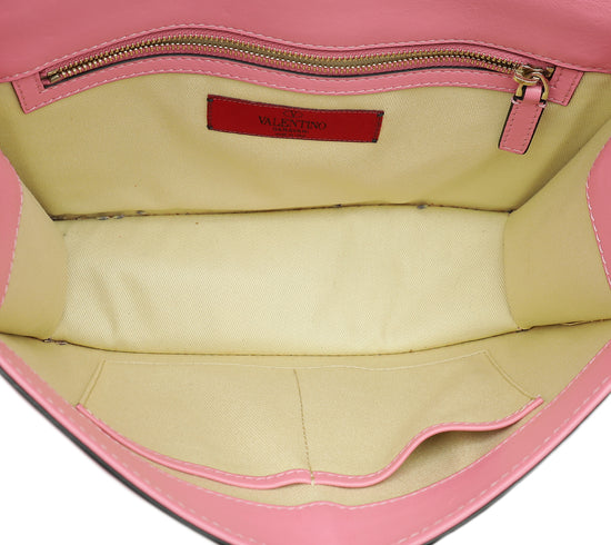 Valentino Pink Glam Lock Medium Shoulder Bag