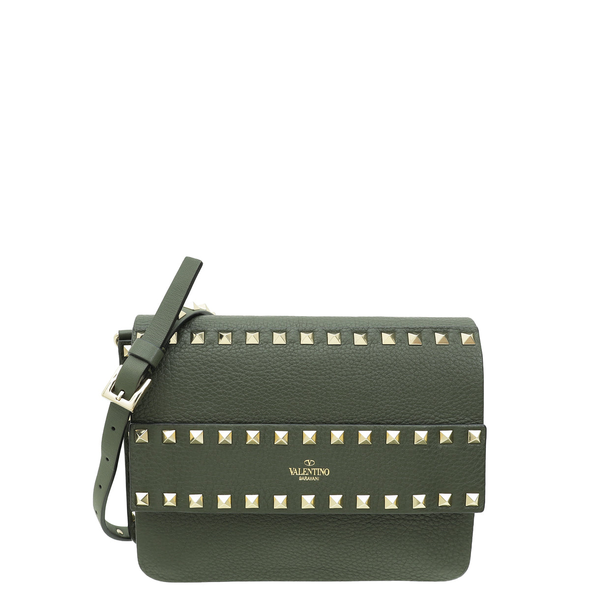 Valentino Kaki Rockstud Side Slip Crossbody Bag