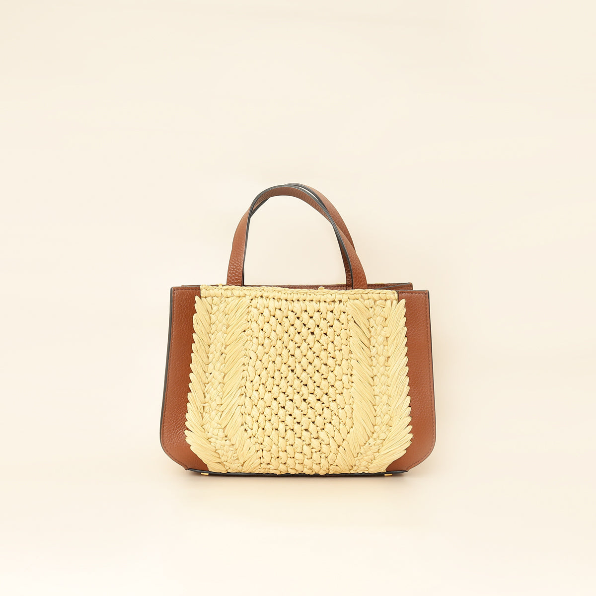 Valentino Bicolor Vlogo Signature Raffia Top Handle Bag-Valentino-THE CLOSET
