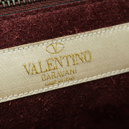 Valentino Burgundy Rockstud Glam Lock Small Chain Bag