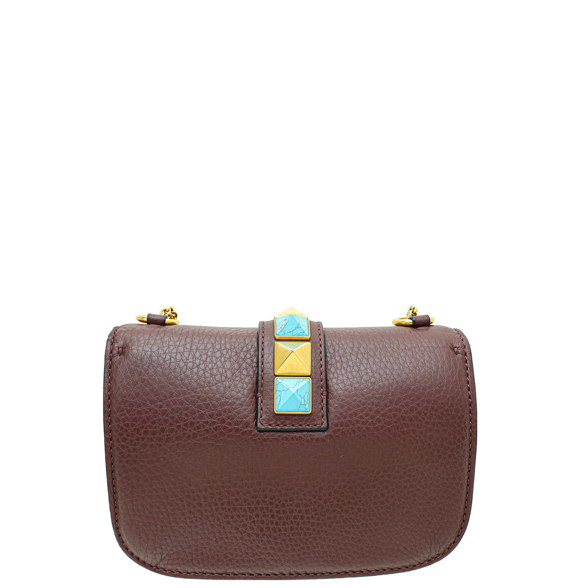 Valentino Burgundy Rockstud Glam Lock Small Chain Bag-Valentino-THE CLOSET