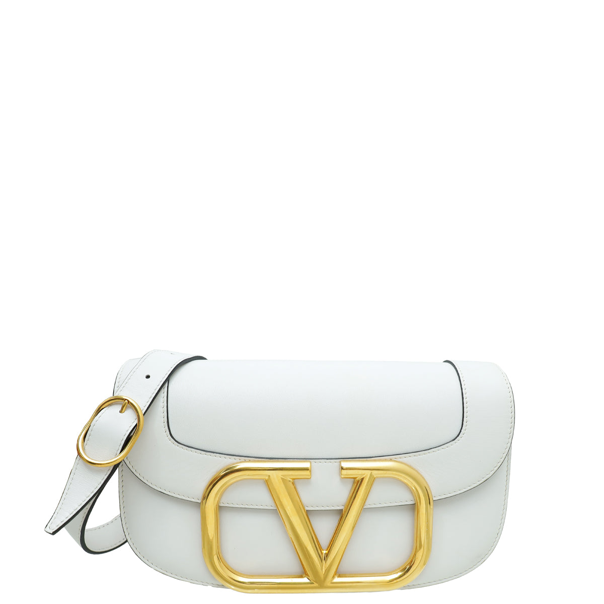 Valentino White Vlogo Supervee Medium Shoulder Bag
