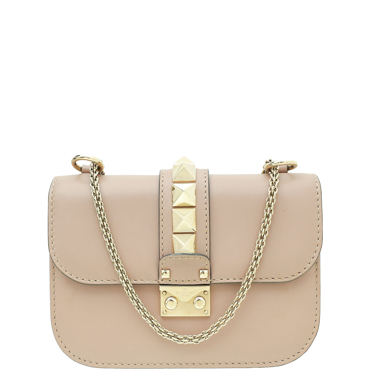 Valentino Poudre Rockstud Glam Lock Flap Small Bag-Valentino-THE CLOSET
