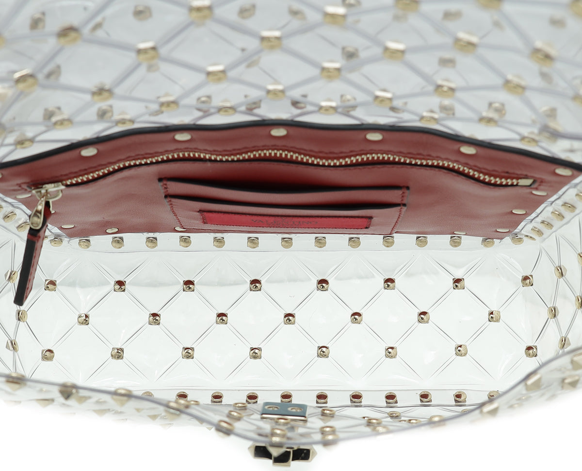 Valentino Clear Spike Rockstud PVC Medium Bag