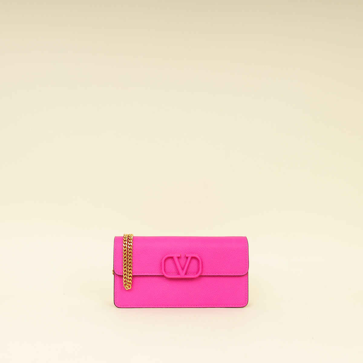 Valentino Fuchsia VLogo Signature Wallet on Chain-Valentino-THE CLOSET